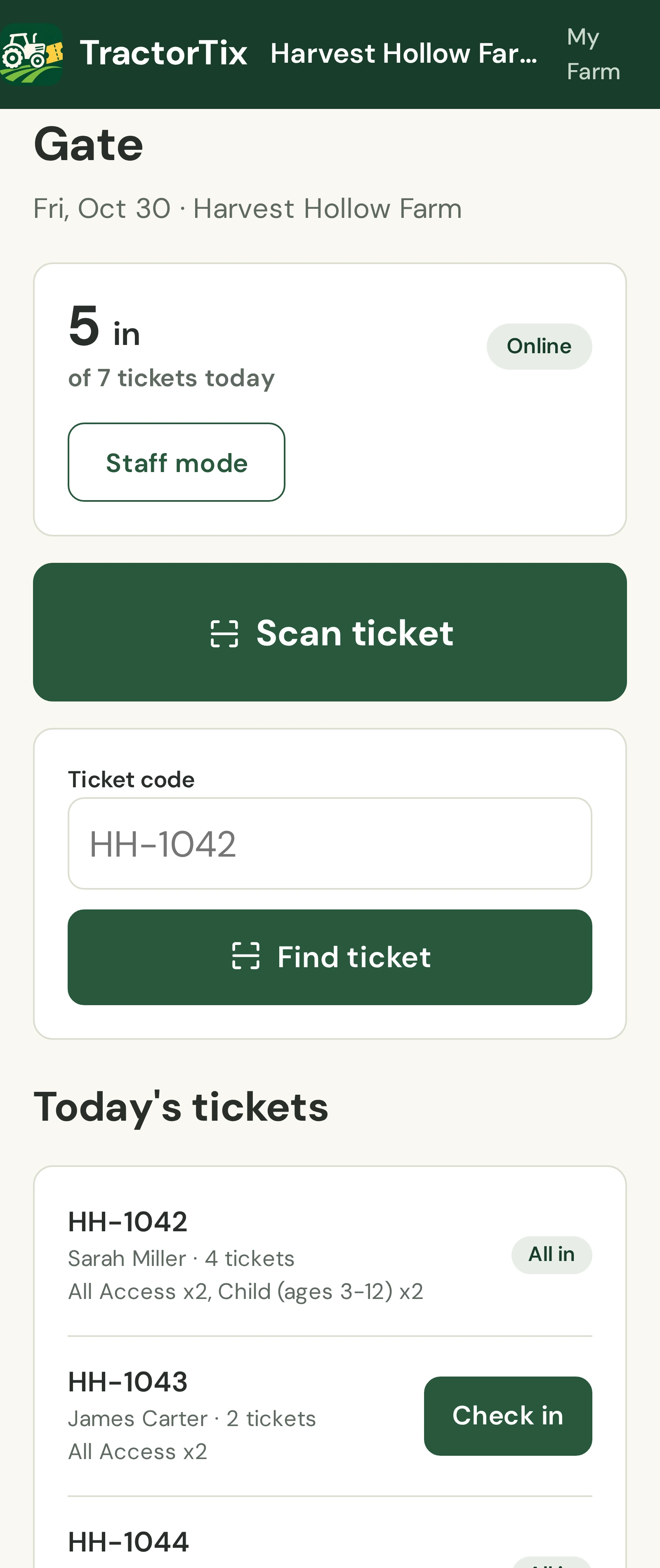 Scanning tickets at the gate